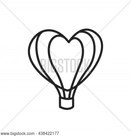 Isolated Outline Heart Balloon Logo. Vector Aerostate Love Icon