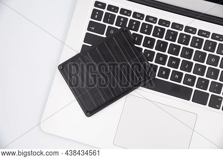 An External Usb Hard Disk Drive Isolated On A White Background. External Hdd Drives And Flash Drives