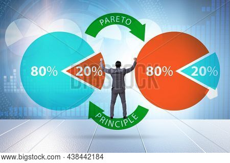 Businessman in pareto rule illustration