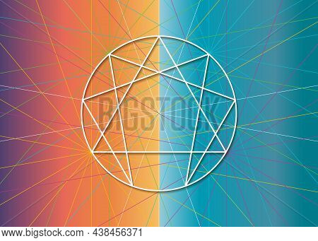 Enneagram Icon, Sacred Geometry, Diagram Logo Template, Universal Energy Symbols Vector Illustration