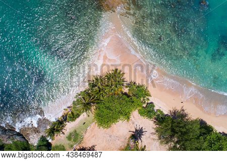 Amazing Top View Beach Aerial View Of Tropical Beach Sea In The Beautiful Phuket Island Located At Y