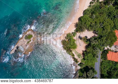 Amazing Top View Beach Aerial View Of Tropical Beach Sea In The Beautiful Phuket Island Located At Y