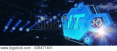 It Consultant Presenting Tag Cloud About Information Technology. 3d Illustration