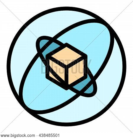 Cube Gyroscope Icon. Outline Cube Gyroscope Vector Icon Color Flat Isolated