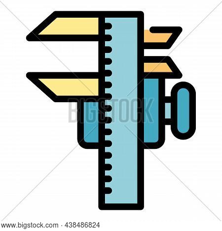Calibrated Caliper Icon. Outline Calibrated Caliper Vector Icon Color Flat Isolated