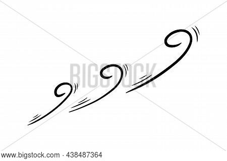 Wind Blow In Doodle Style, Vector Illustration. Wave Cold Air During Windy Weather. Gust Symbol Outl