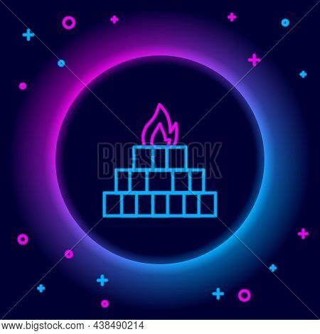 Glowing Neon Line Yagna Icon Isolated On Black Background. Colorful Outline Concept. Vector