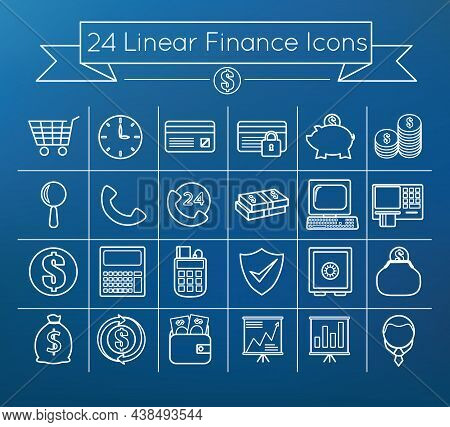 Linear Vector Finance Icons On Gradient Background