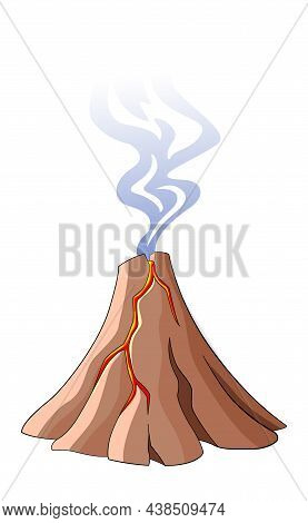 Volcano Eruption Icon. Lava Flowing On Mountain Side