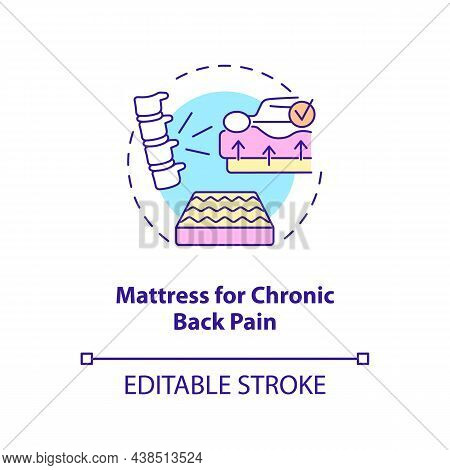 Mattress For Chronic Back Pain Concept Icon. Relieving Back Ache Abstract Idea Thin Line Illustratio