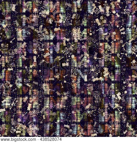 Exotic Multicoloured Boho Stripe Line Print. Seamless Autumnal Dark Ground Detailed Repeat Pattern. 