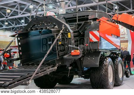 Moscow, Russia - June 10, 2020: Farming Exhibition. Back View Of Multifunctional Agricultural Machin