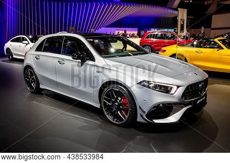Mercedes-amg A-class 45 S New Car Model Shown At The Autosalon 2020 Motor Show. Brussels, Belgium - 