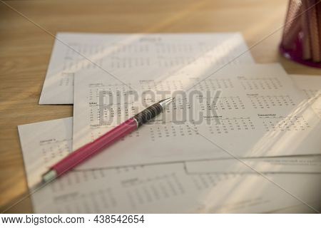 2022 Calendar Desk Place On Table. Desktop Calender For Planner To Plan Agenda, Timetable, Appointme