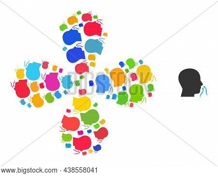 Smell Sniffer Icon Multi Colored Explosion Flower With 4 Petals Shape. Element Flower Done From Scat