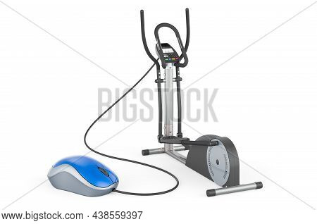 Elliptical Trainer With Computer Mouse. 3d Rendering Isolated On White Background