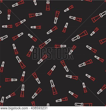 Line Beekeeping Uncapping Knife Icon Isolated Seamless Pattern On Black Background. Tool Of The Beek