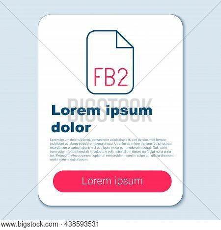 Line Fb2 File Icon Isolated On Grey Background. Colorful Outline Concept. Vector
