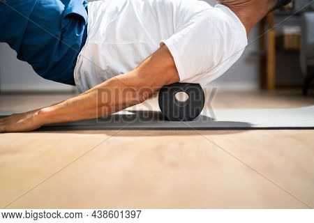 Foam Roller Healthy Back Workout Sport Training On Floor