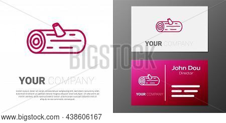 Logotype Line Wooden Logs Icon Isolated On White Background. Stack Of Firewood. Logo Design Template