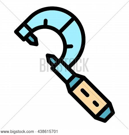 Device Micrometer Icon. Outline Device Micrometer Vector Icon Color Flat Isolated