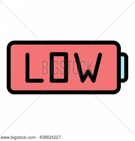 Low Car Battery Icon. Outline Low Car Battery Vector Icon Color Flat Isolated