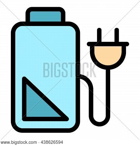 Low Battery Charger Icon. Outline Low Battery Charger Vector Icon Color Flat Isolated