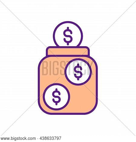 Money Saving Rgb Color Icon. Fund Creation And Raising. Voluntary Donations. Save Credits. Establish