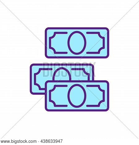 Cash Money Rgb Color Icon. Finance Currency, Credits. Personal Savings. Paper Banknote. Financial Tr