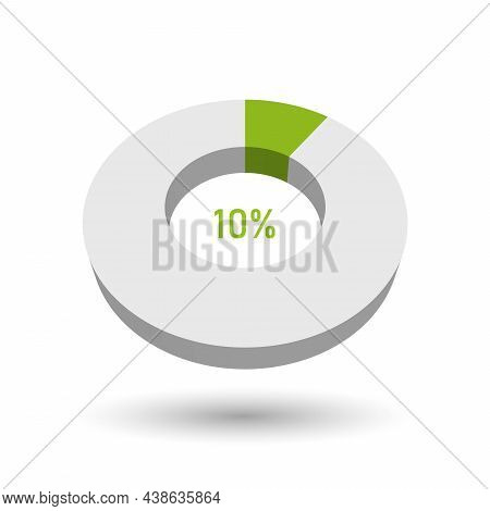 10 Percent Pie Chart. Doughnut Or Donut Type Graph. Statistical Tool Represents Share Of The Total. 