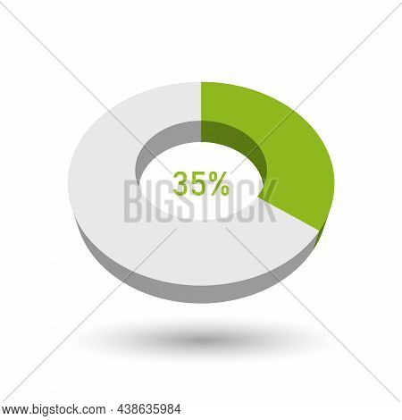 35 Percent Pie Chart. Doughnut Or Donut Type Graph. Statistical Tool Represents Share Of The Total. 