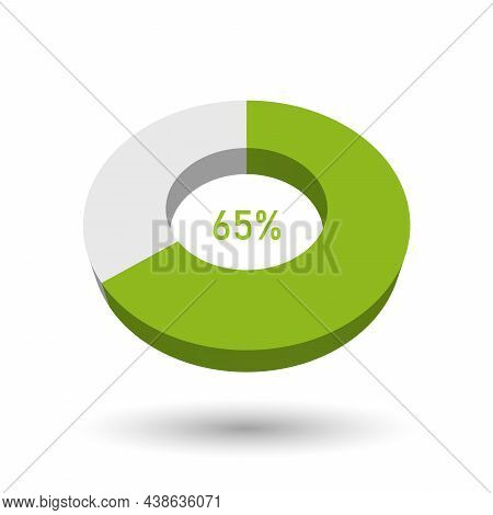 65 Percent Pie Chart. Doughnut Or Donut Type Graph. Statistical Tool Represents Share Of The Total. 