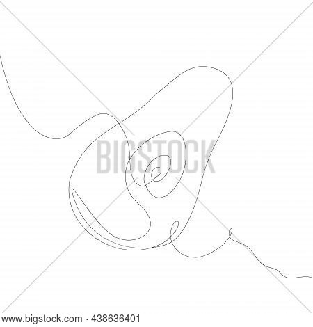 Continuous One Line Drawing. Avocado Vector Illustration