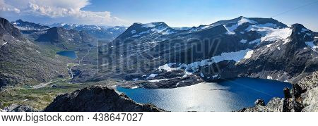 Beautiful View From The Mountain Bispen Above The World-famous Trollstigen. Landscape In Norway With