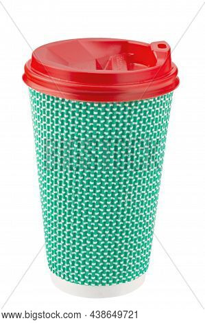 Coffee To Go In A Disposable Cup On Isolated A White Background.  Empty Pick Up Kraft Coffee Cup. Te