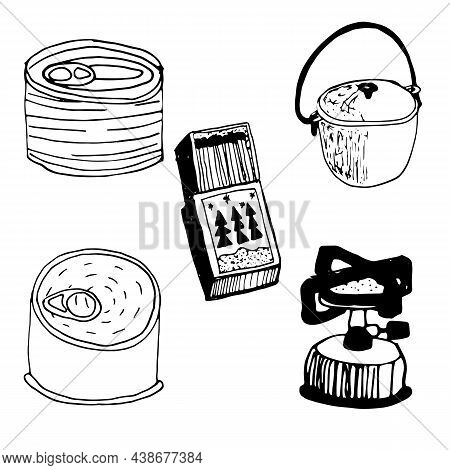Vector Illustration Of Black And White Tourist Items