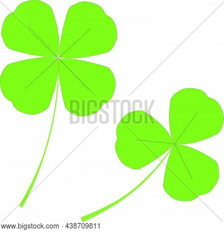 Three-leaf Clover And Four-leaf Clover Vector Image Illustration