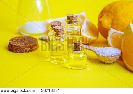 Citric Acid On A Yellow Background. Selective Focus.