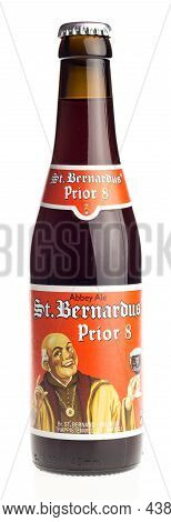 Groningen, Netherlands - October 31, 2021: Bottle Of Belgian St. Bernardus Prior 8 Beer Isolated On 
