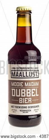Groningen, Netherlands - October 31, 2021: Bottle Of Maallust Mooie Madam Dubbel Beer Isolated On A 