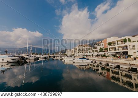 9 Nov 2018 Beautiful Sea Promenade In Tivat, Montenegro. Kotor Bay, Adriatic Sea. Famous Travel Dest