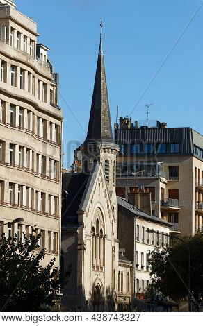 The Temple Protestant Of Batignolles Located In 17th District Of Paris, France.