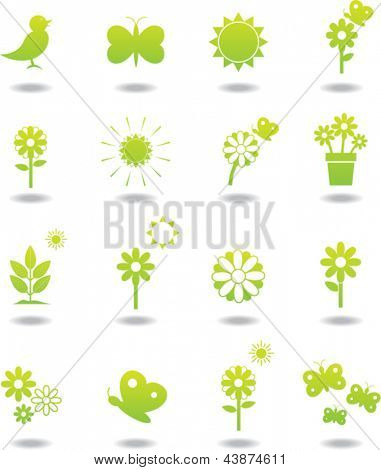 saison printemps icons set
