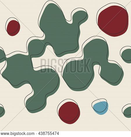 Seamless Abstract Organic Blog Shapes In Various Colors With Offset Outline Surface Pattern Design F