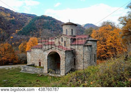 Karachay-cherkessia, Arkhyz, Russia, Autumn 2021. A Picturesque View Of The Lower Zelenchuk Temple A