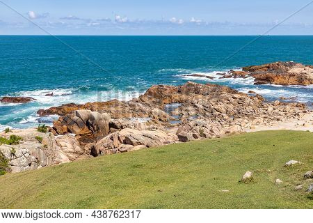 Grass, Rocks And Sand In The Beach, Praia Do Ouvidor, Garopaba, Santa Catarina, Brazil