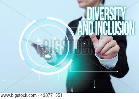 Hand Writing Sign Diversity And Inclusion. Word Written On Range Human Difference Includes Race Ethn