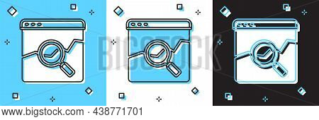 Set Website With Stocks Market Growth Graphs And Money Icon Isolated On Blue And White, Black Backgr