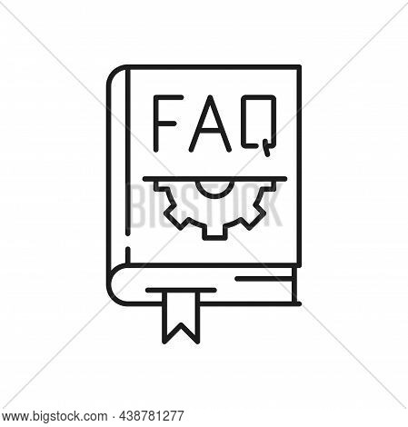 Closed Help Book With Frequently Asked Questions And Gear Cogs Settings Mechanisms Isolated Thin Lin