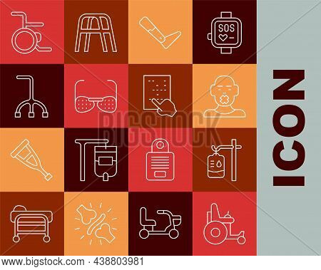 Set Line Electric Wheelchair, Iv Bag, Head Of Deaf And Dumb, Prosthesis Leg, Blind Glasses, Walking 